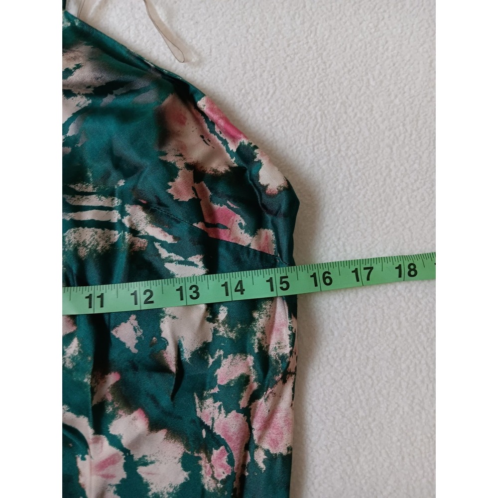 Fame And Partners Slip Dress Womens US 8 Green Floral Satin Strappy Maxi - Picture 5 of 7